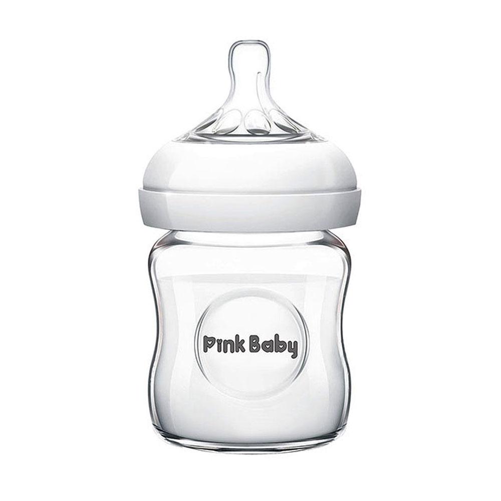 Pink Baby Glass Feeding Bottle - 120ml (WN-121)
